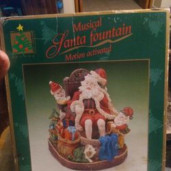 Musical Santa Water Fountain Motion Activated Plays Carols Christmas Avenue 9"T