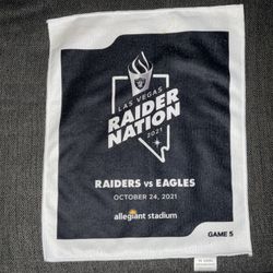 New Las Vegas RAIDERS Football Towel October 24 2021 Home Game Vs Eagles Game 5 Collectors Edition “Raider Nation”