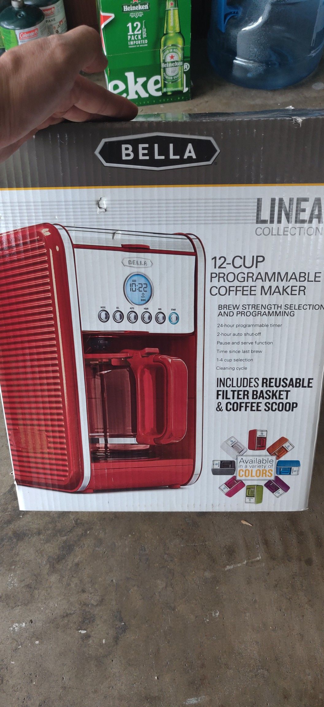 BELLA LINEA Collection 12 Cup Programmable Coffee Maker, Color Red