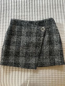 Black & White Plaid Mini Skirt
