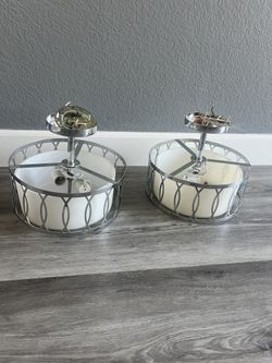Set of 2 Modern Ceiling Lights — Chrome & Whit