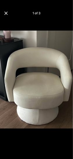 White Velvet Swivel Chair