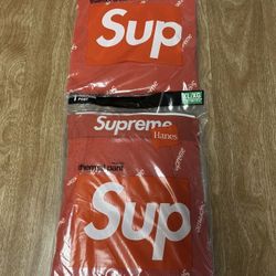 Supreme Hanes Thermal Set Red XL Top Bottoms Pants Shirt Box Logo
