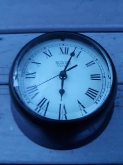 Ships clock bronze finish beveled glass battery operated