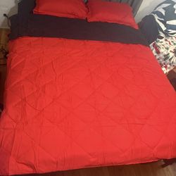 Pillow Top Plush Mattress W/bed Frame 