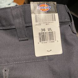 Dickies Work Pant 36 Unhemmed Grey