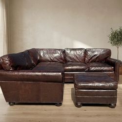 Beautiful Brown leather Classic Sectional Sofa Set