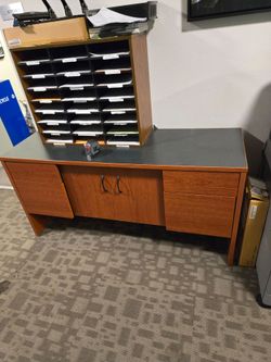 Office Credenza with Storage Cabinet and Drawers