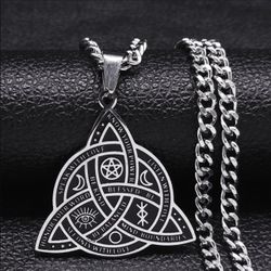 Stainless Steel Celestial Pendant Necklace 