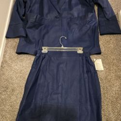 **Venezia Vitale Royal Blue 
2pc Leather Suit
Skirt & Jacket New/Never Worn