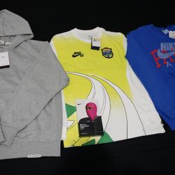 All 4 Brand New Am Asking 40 On Each Blue And Grey Are Size L The Green One Is Size Small The Nike Pink Is New 