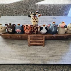 Noahs Ark Animals Hanukkah Menorah Ceramic Menorables Judaica Chanukah Roman Inc