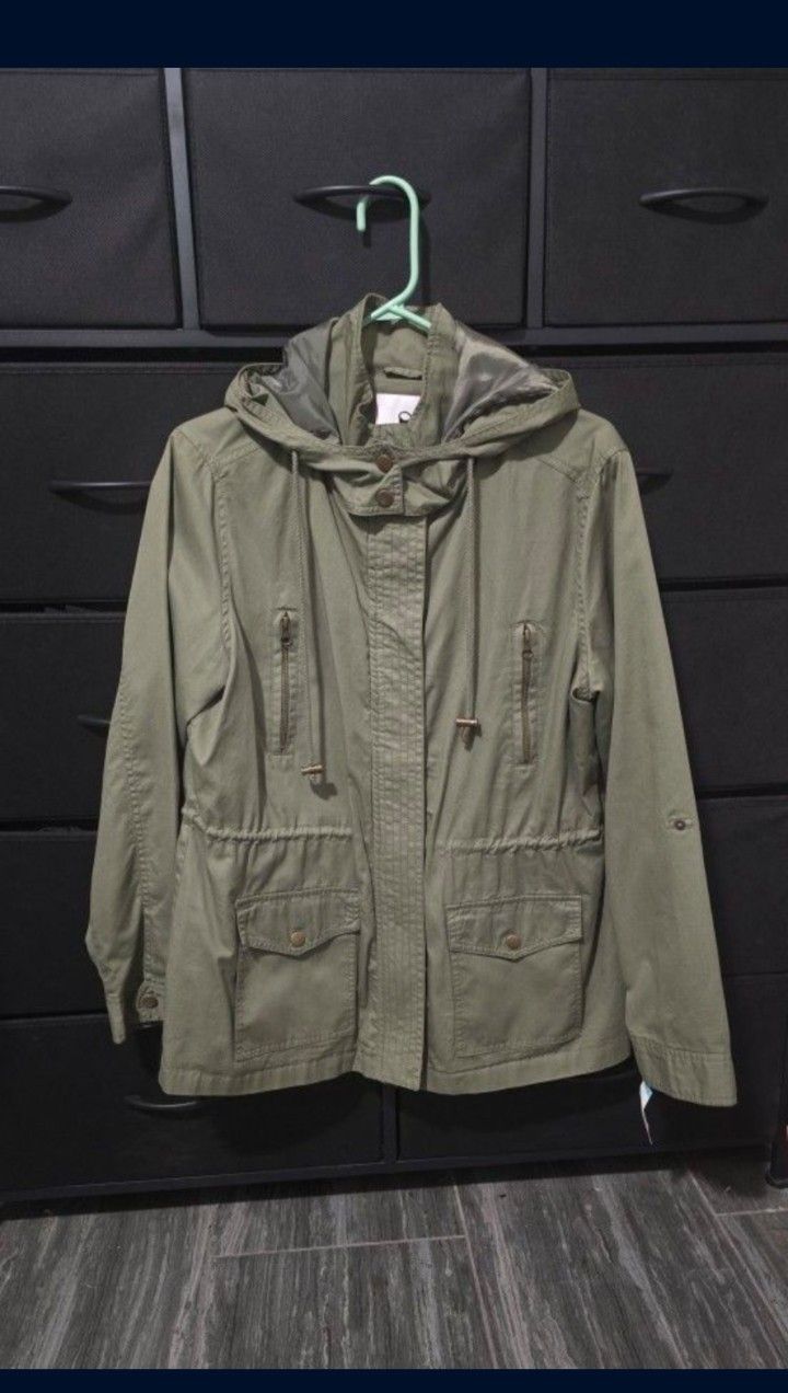 Olive Green Utility Parka Jacket 