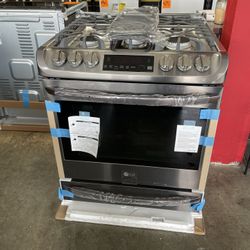 New LG ThinQ 5 Burner Gas Slide In Stove 30” Wide