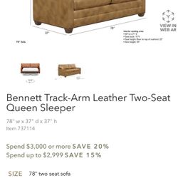 Ethan Allen Bennett Queen Sleeper Sofa