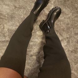 Woven Stretch Thigh Boots Size 7-11