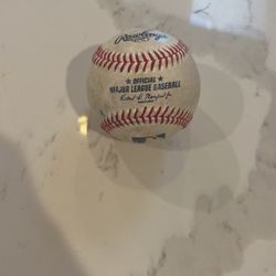 Baseball caught from home run at a MLB game. Joey Votto hit the ball 