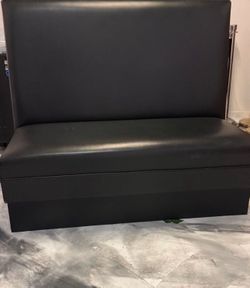 Set of 2 Black Leather Booths/Benches