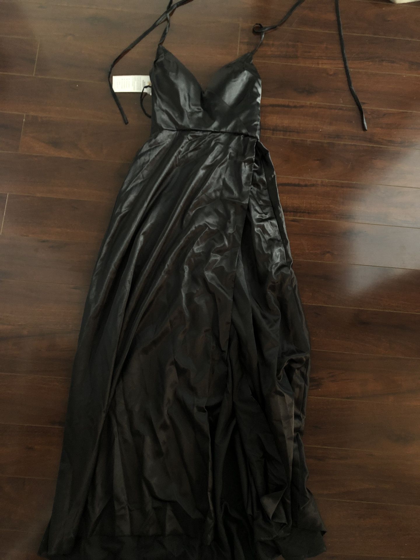 Black silk prom dress