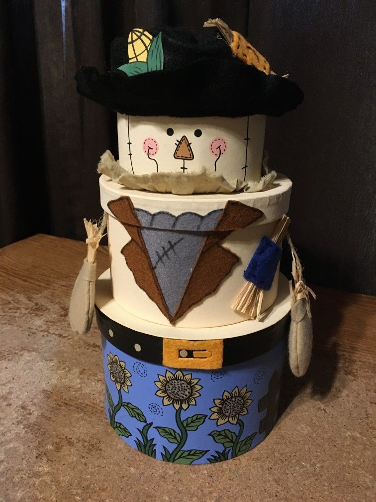 Nesting Doll Stacking Scarecrow Thanksgiving Decoration 11"