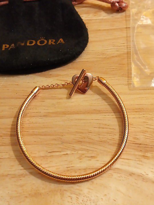 Pandora Authentic Brand New Rose Gold Sterling Silver,7.5 Inch Bracelet With Pouch 