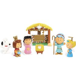 NIB Peanuts Nativity Scene 7 Piece Set Christmas Snoopy Charlie Brown Figures