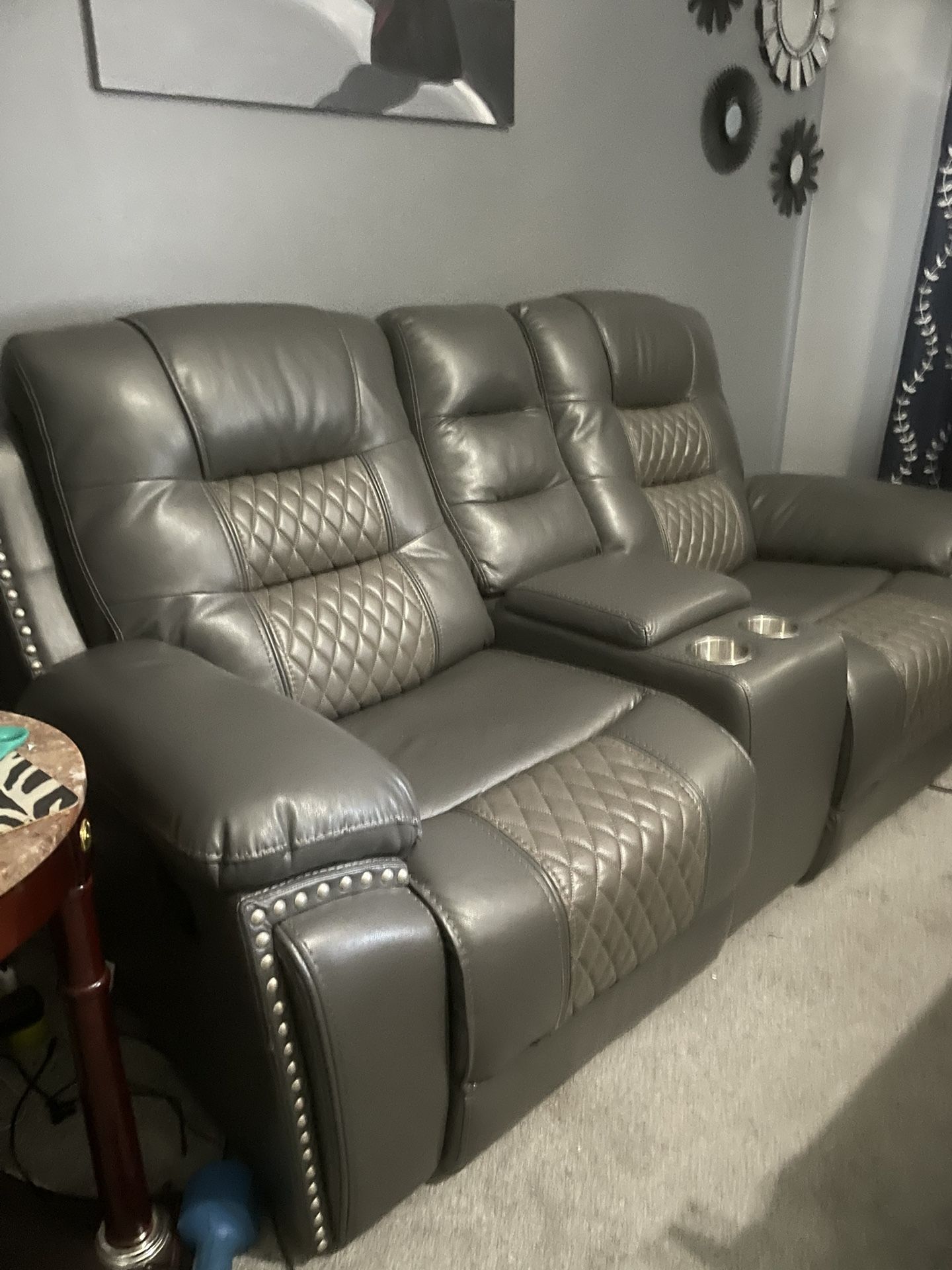 Leather Love Seat And Chair