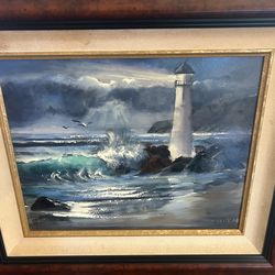 Original Violet Parkhurst oil on canvas Seascape