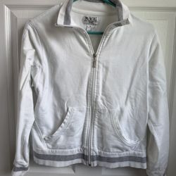 NYL New York Laundry White Zip-Up Track Jacket with Gray Trim