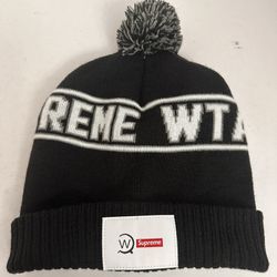 Supreme X WTAPS Black Beanie  Winter Hat Logo