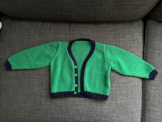 Crochet Boy’s Green/Blue Cardigan