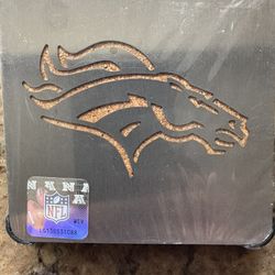 Denver Broncos Official NFL Laser Cut Metal And Cork Coaster Set