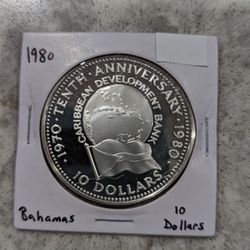 1980 Bahamas Proof 10 Silver Dollars