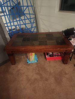 Coffee Table - Wood And Tiles