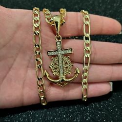 Anchor With Cross Pendant And Chain