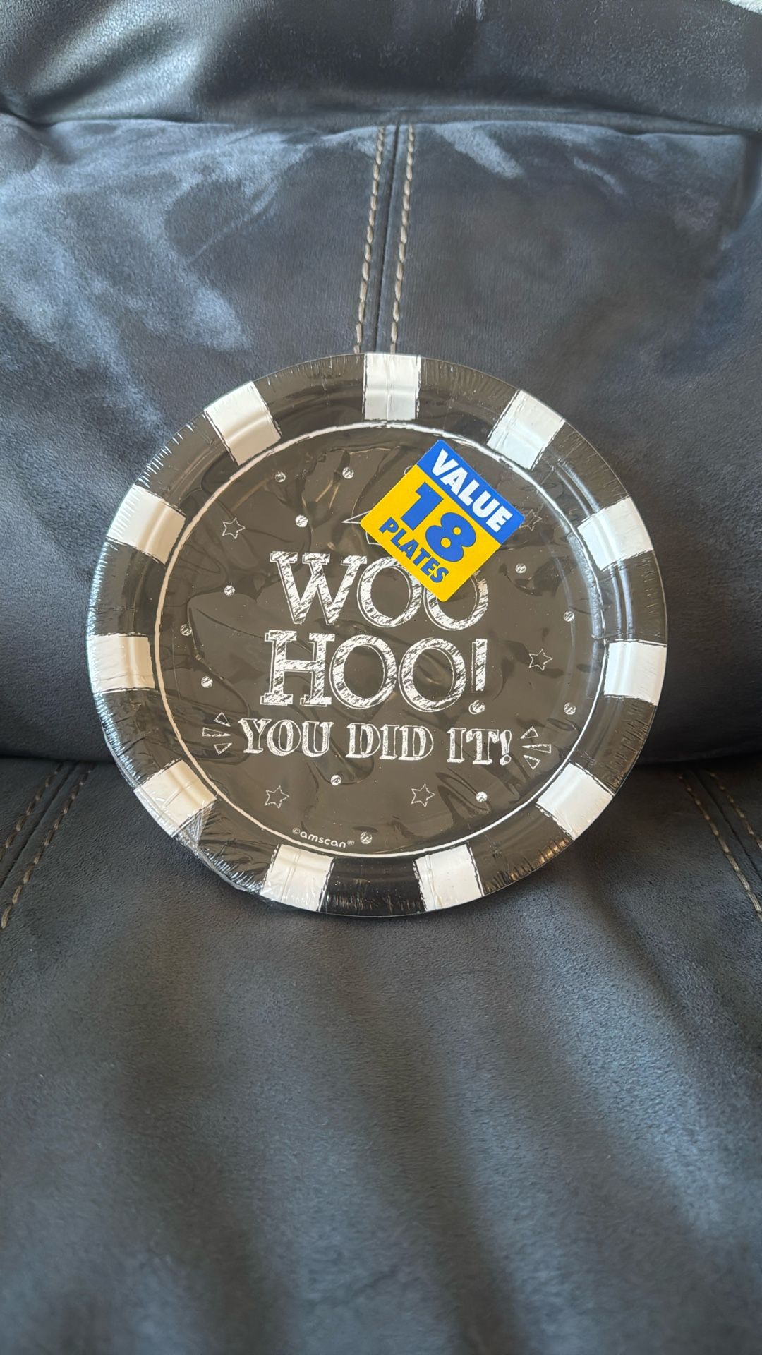 New 18 Count 7 Inch Woo Hoo You Did It Graduation Accomplishment Plates