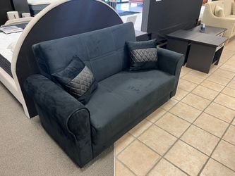 Black Velvet Sofa Bed Loveseat