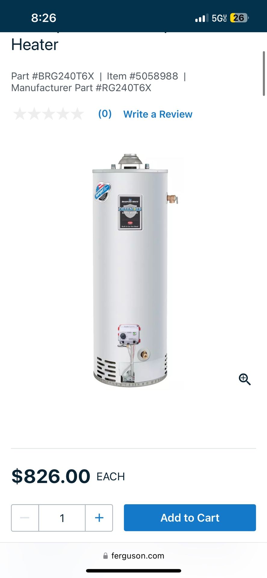 Water Heater 40 Gal
