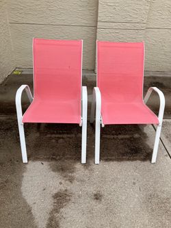 Outdoor Pink Sling Patio Chairs – Set of 2