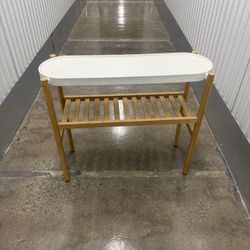 Wisuce Bamboo Shelf Indoor, 2 Tier Window Tall Stand Table