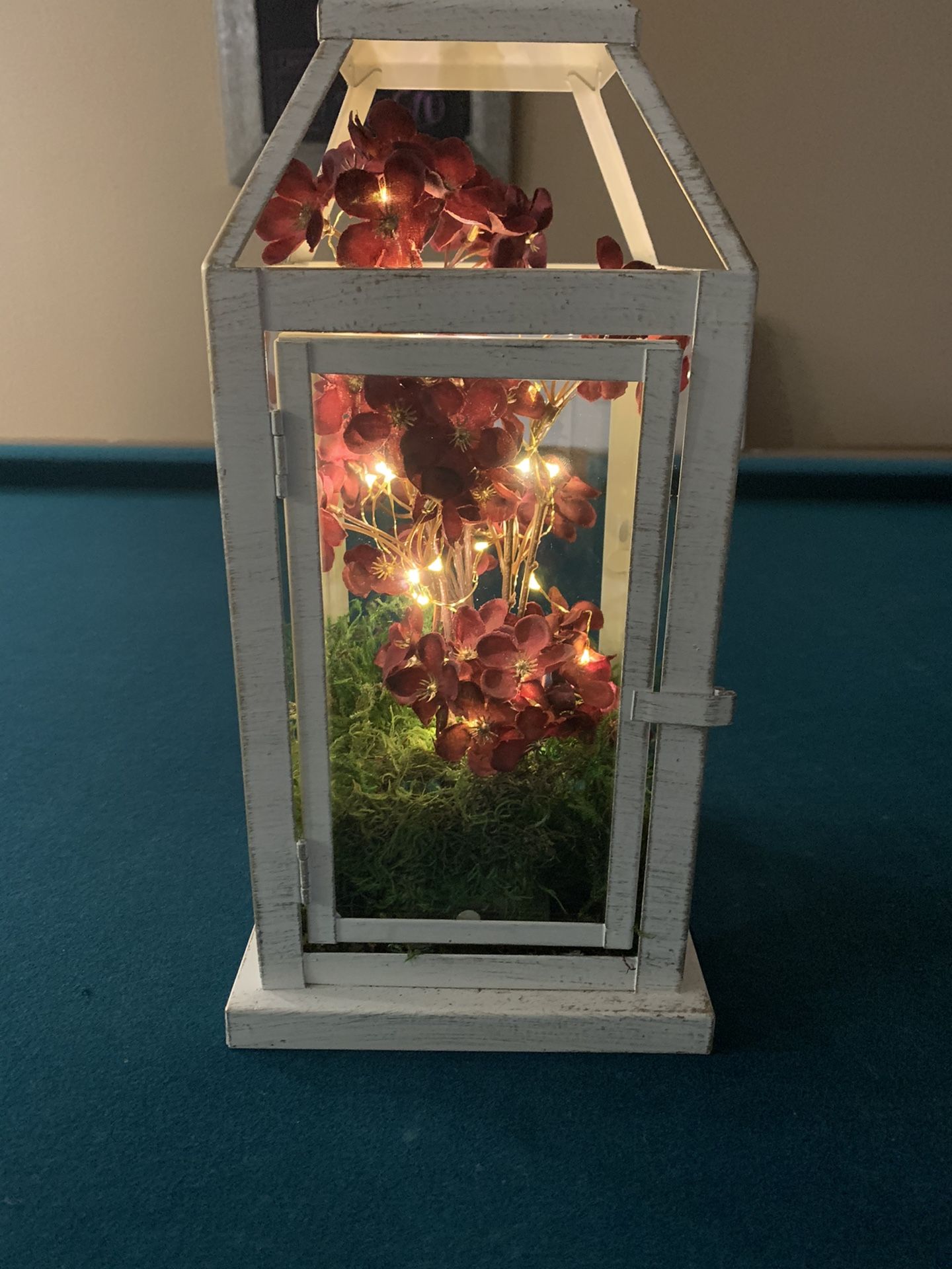 Lanterns with flowers and twinkly lights