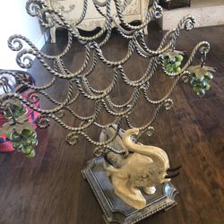 Beautiful Neiman Marcus Elephant 14 Bottle Wine Rack