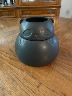 Urban Outfitters Black Ceramic Panda Planter with Hidden Storage in Bottom