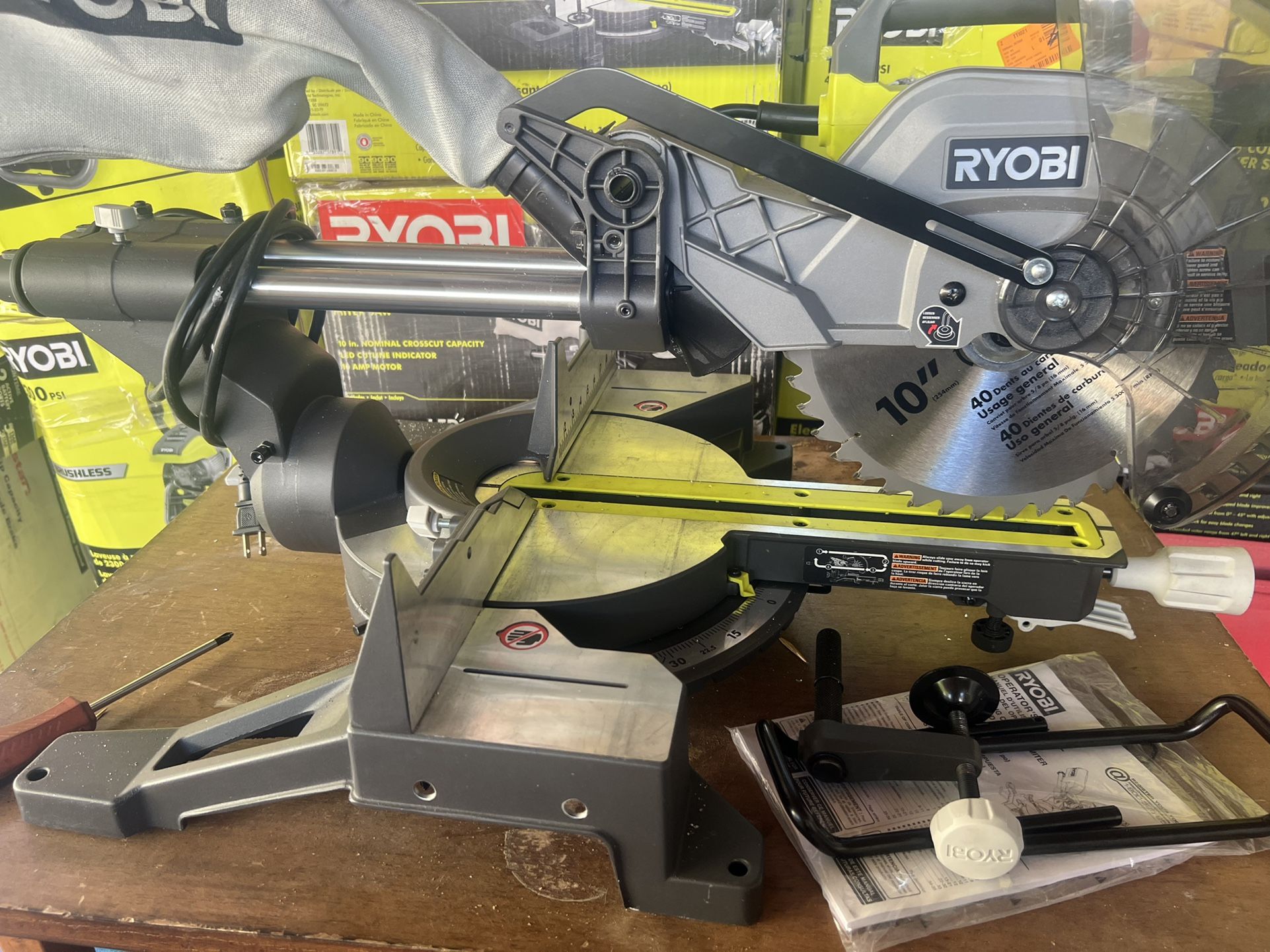 RYOBI 15 Amp 10 in. Corded Sliding Compound Miter Saw with LED Cutline Indicator