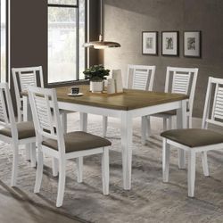 APPLETON 7-PIECE RECTANGULAR DINING SET DISTRESSED WHITE