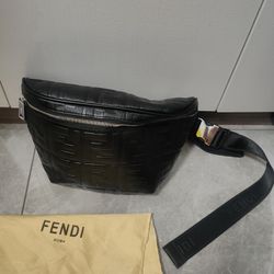 Black Embossed Waist Bag 
