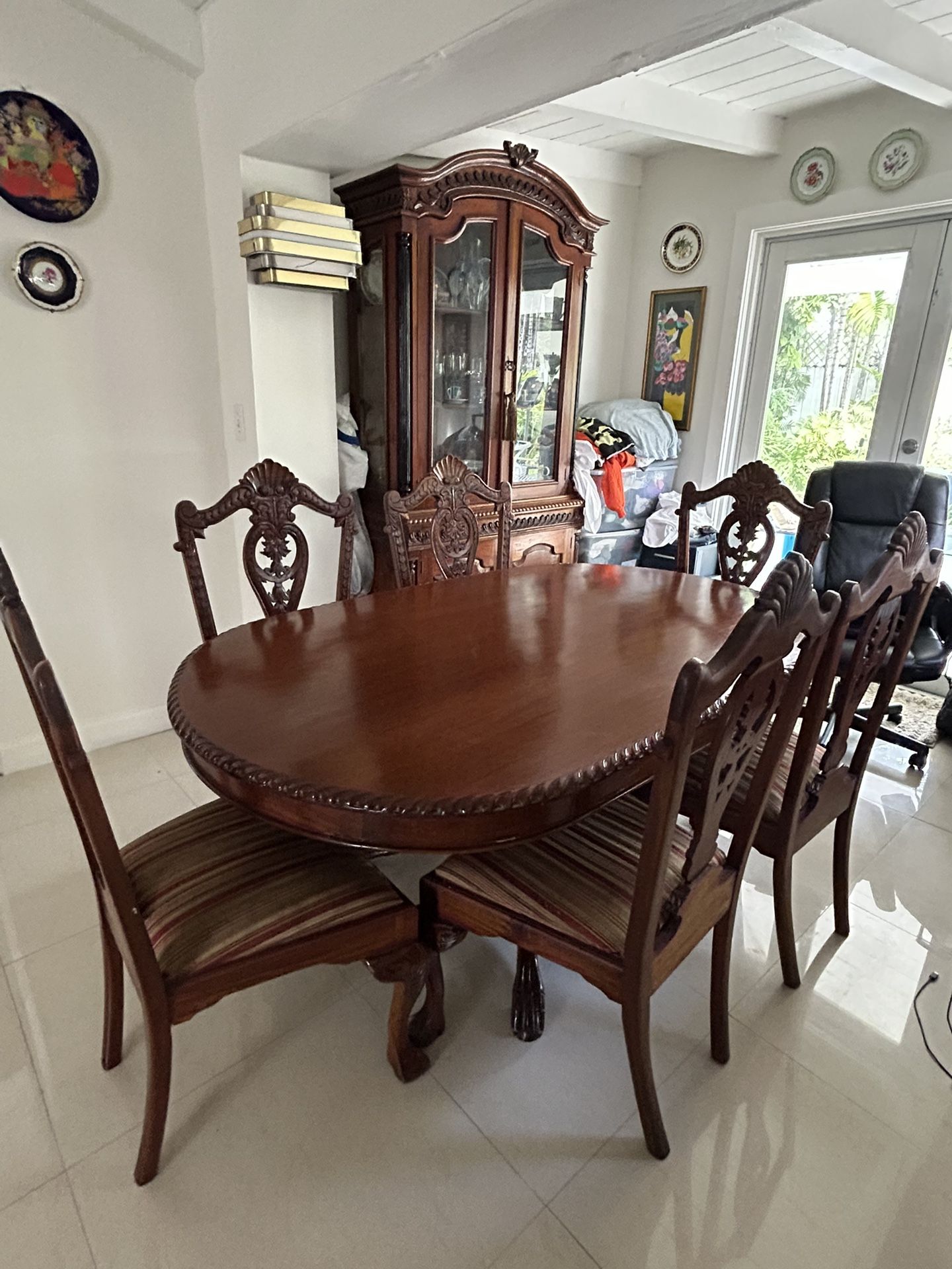 Free. Dining Table w/ Chairs and Cabinet
