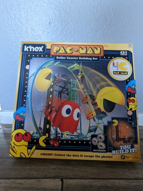 K’nex PAC-MAN Roller Coaster Building Set Motor 40th Anniversary 432 Pieces Used