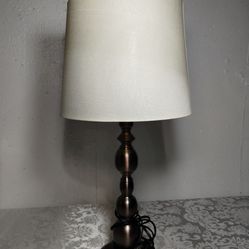 Bronze Table Lamp With Cream Shade — Used Good Condition