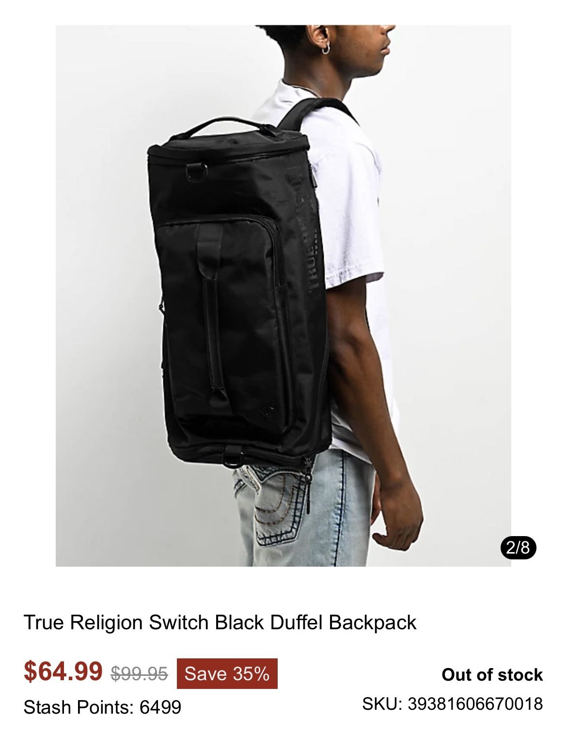 True Religion Men’s Duffle / Backpack 🎒